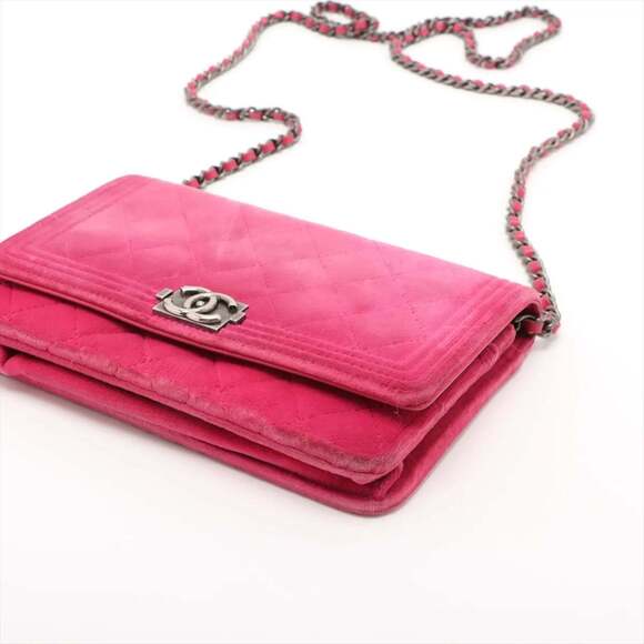 Chanel Boy Velour Chain Wallet Shoulder Bag for Women - Picture 3 of 15